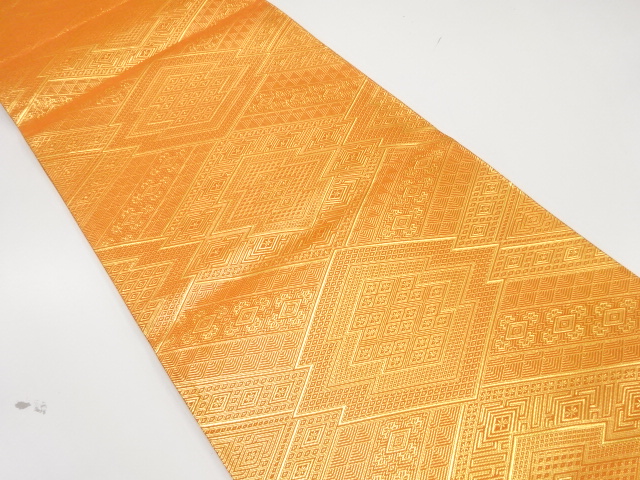 JAPANESE KIMONO / ANTIQUE FUKURO OBI / SILK / SAGA NISHIKI / WOVEN CLASSICAL PATTERN